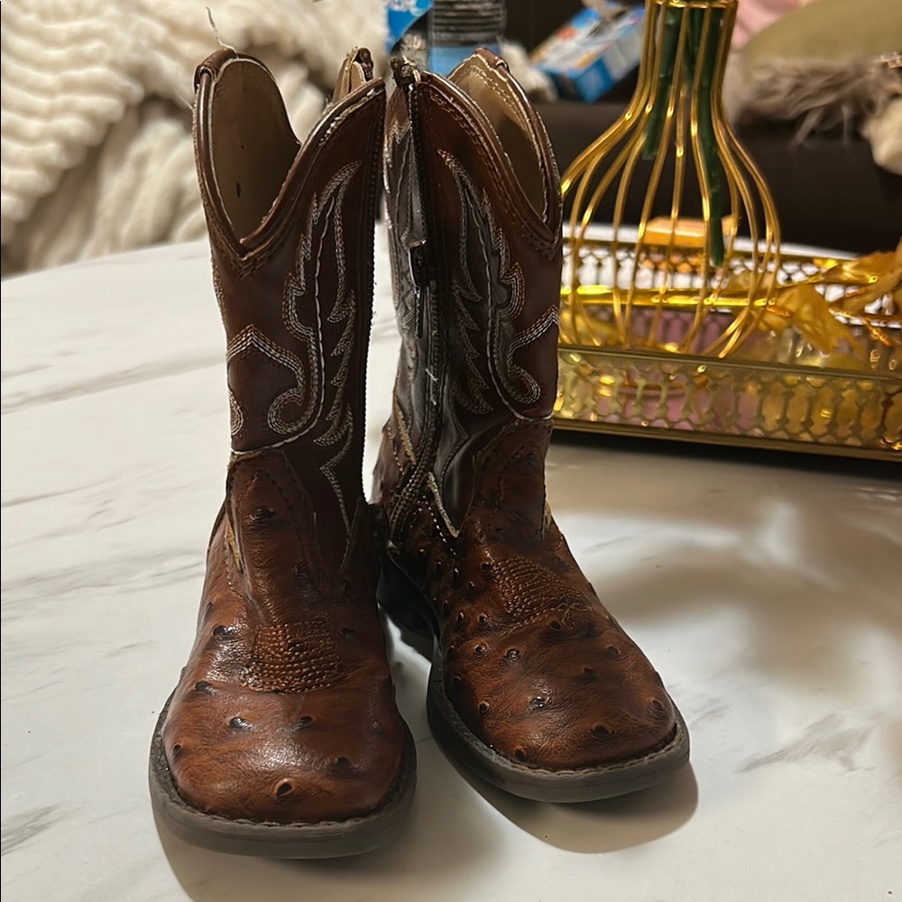 Roper faux ostrich leather kids Western Boots